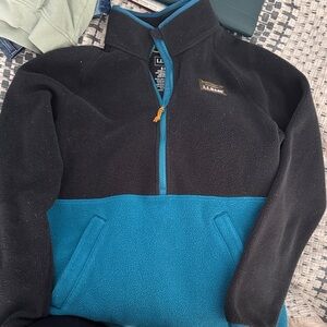 L.L. Bean Black Fleece with Teal Trim